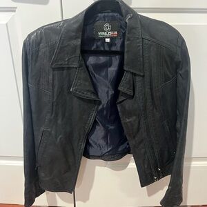 Vera Pelle Classic Navy Leather Jacket
